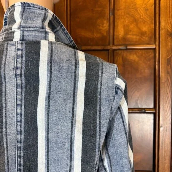 DG2 Multi Wash Stripe Stretch Cotton Blend Denim Blazer - Picture 9 of 12